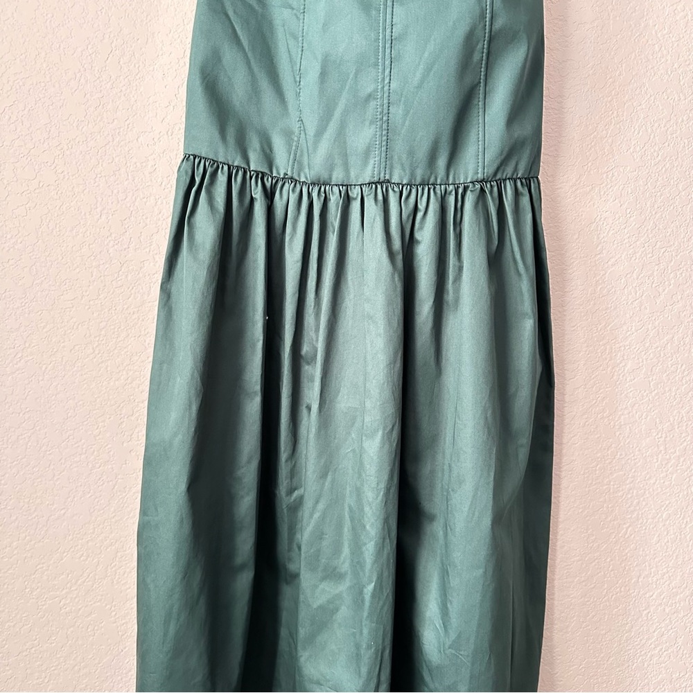 New $119 Zara Green Midi Dress with Topstitching 2550/335 Small - Picture 11 of 14